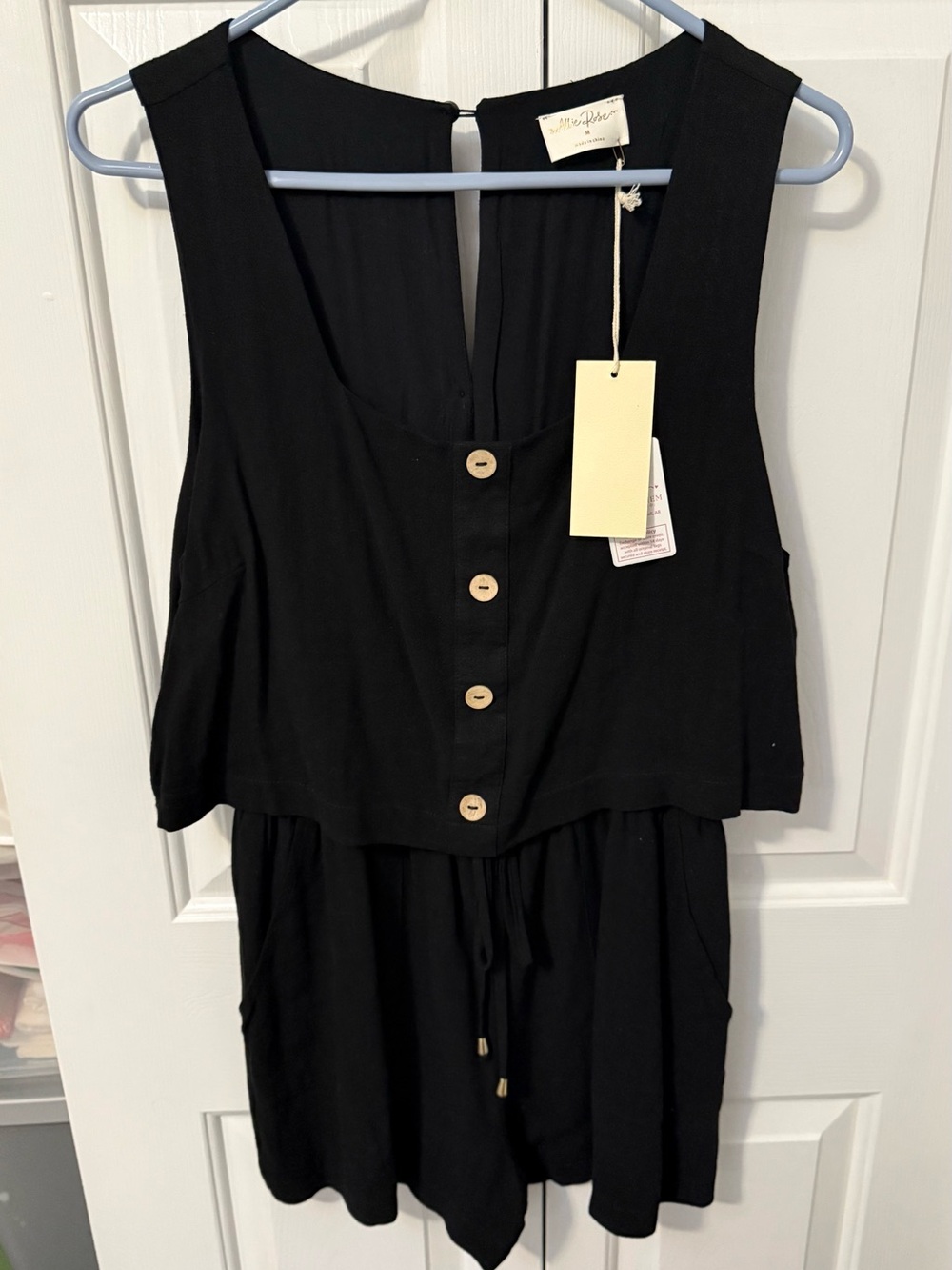 Sleeveless Black Button-Front Romper by Madewell